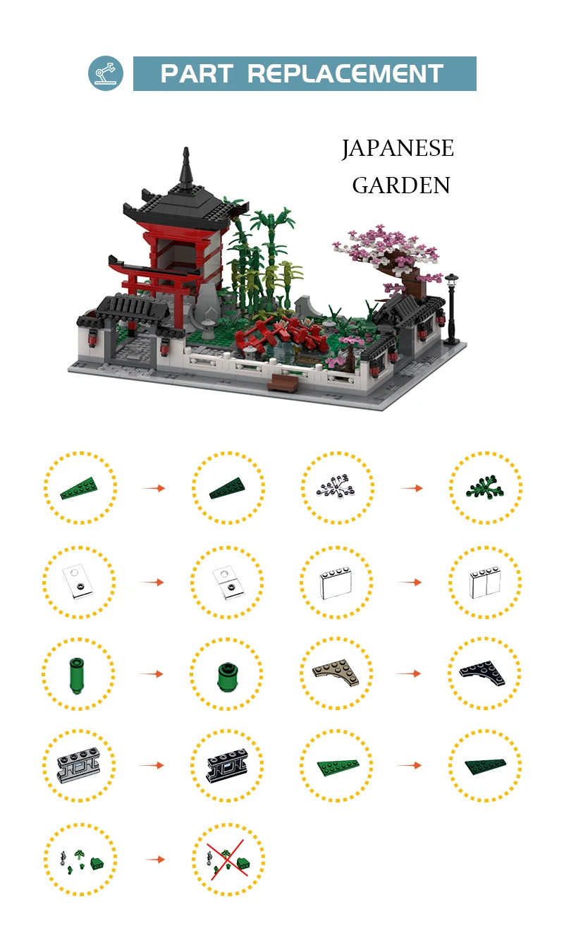 MOC Japanese Garden Building Block Kit Shrine Temple Sakura Lantern Festival Brick Model Kid Brain Puzzle Toys Birthdays Gift