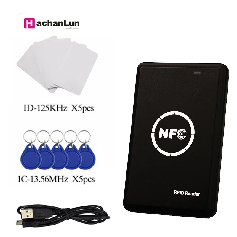 RFID 카드 리더 복사기 125KHz Key fob NFC 스마트 카드 리더기 라이터 13.56MHz 암호화된 프로그래머, uid keyfobs 스마트 카드 리더 복사기 