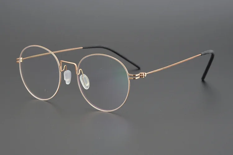 Round no screw frame female retro glasses male round frame ultra light gold silk casual business myopia frame