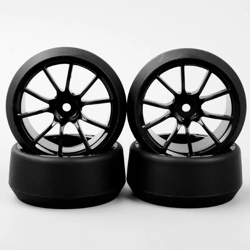 4PCS 1:10 Drift Tires&Wheel Rim 4X 5 Degree For HSP HPI RC On-Road Car 6mm offset