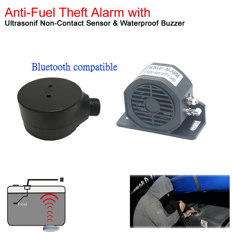 Fuel Theft Alarm With Ultrasonic Non-contact Fuel sensor & Waterproof Buzzer Fuel Steal Detector Protect the Vehicle Oil Tank