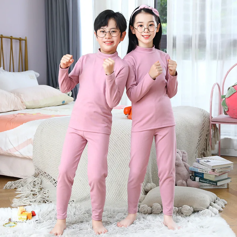 3-14 Years Kids Clothing Sets Autumn Winter Thermal Underwear Suit  Girls Boys Pajama Sets Teens Clothes No Trace Warm Sleepwear