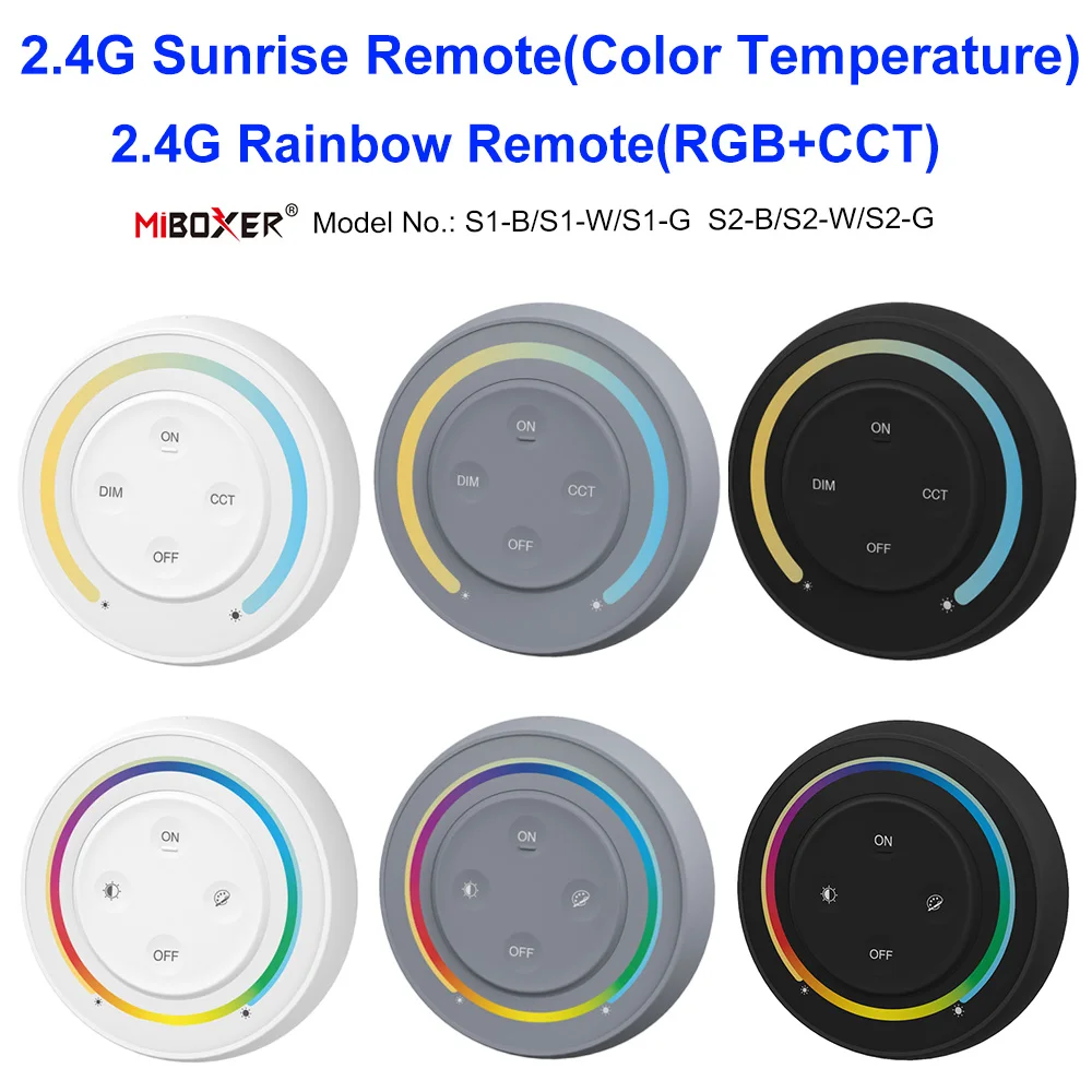 Miboxer S1/S2 3V 2.4GHZ Sunrise Remote Control Rainbow Remote For 5050 SMD Color Temperature/RGB/RGBW/RGB+CCT Led Light Strip