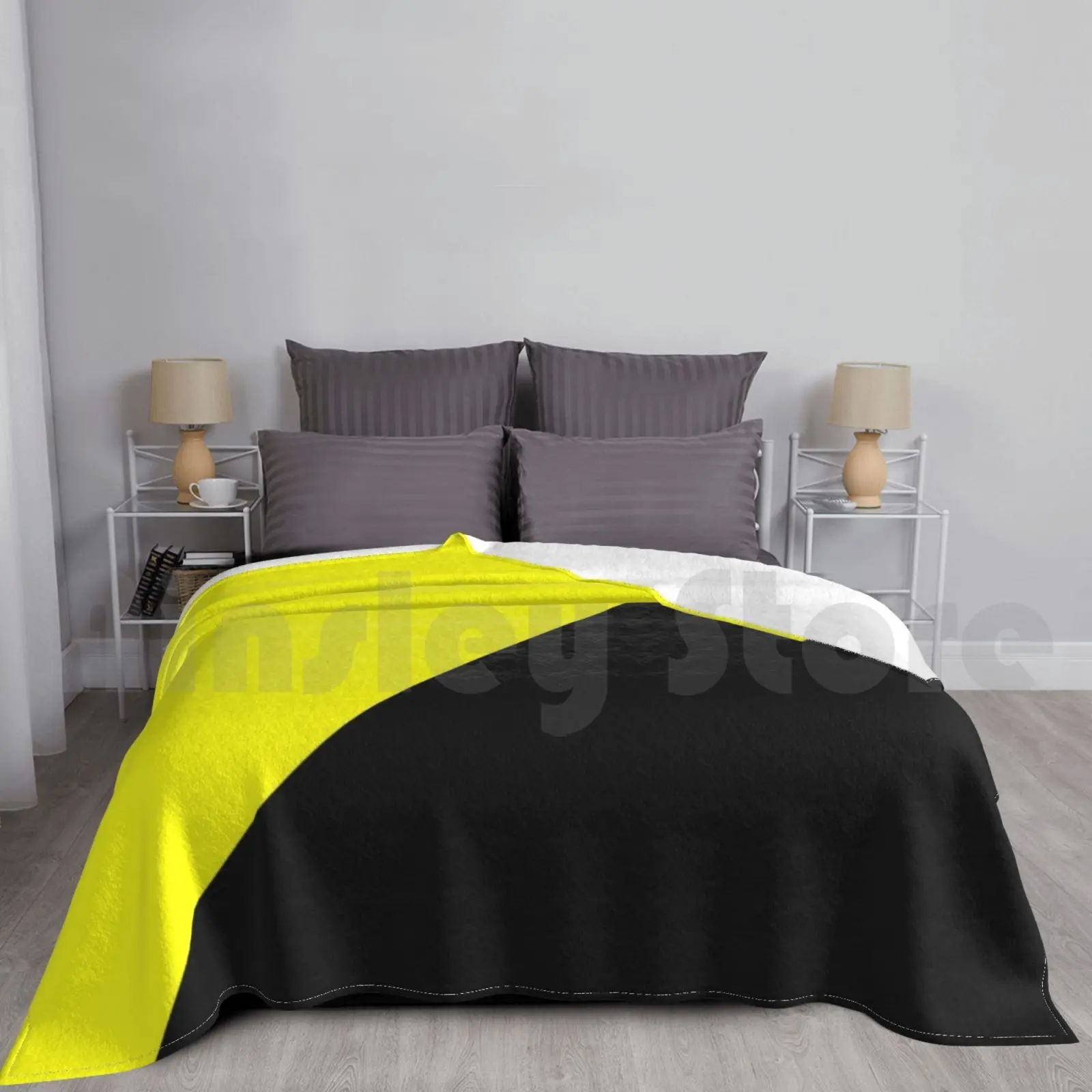 Anarcho Capitalism Flag Blanket Fashion Custom Philosophy Anarchist Thought Diagonal Line Black And Yellow