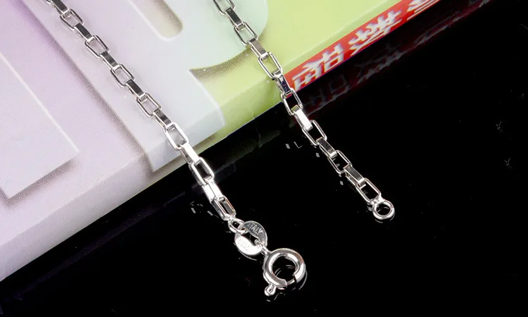 100% 925 Sterling Silver Fashion Men`s Box Chain Ladies`necklaces Couple Jewelry No Fade Birthday Gift Drop Shipping