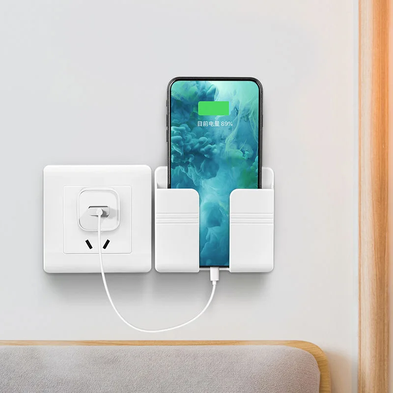 1PC Wall Charger ผู้ถือโทรศัพท์มือถือแขวนขาตั้ง Mount Bracket มัลติฟังก์ชั่แขวนชั้นวางของ Home Storage Organization เครื่องมือ