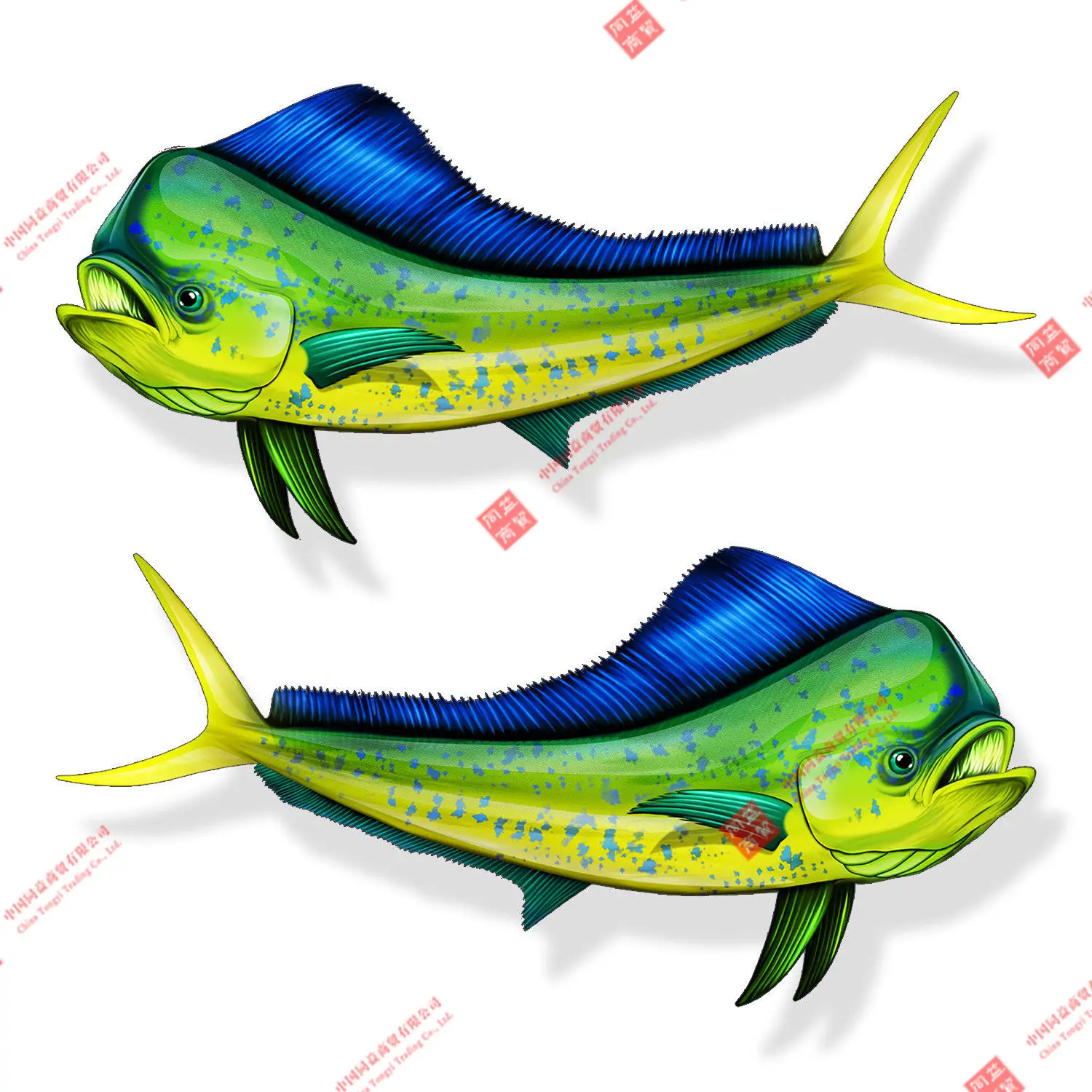 

A Pair of Mahi Mahi Sticker Dolphin Car Cup Laptop Boat Fishing Window Bumper Sticker Racing Motorcycle Helmet Stickers