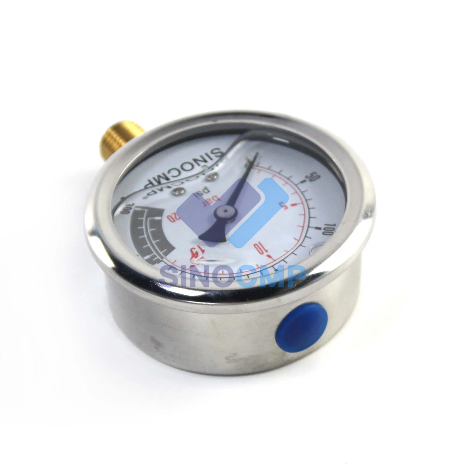 Multipurpose Hydraulic Pressure Gauge 2Mpa / 0-20Bar / 0-300PSI Economical Double Scale with 12 Months Warranty