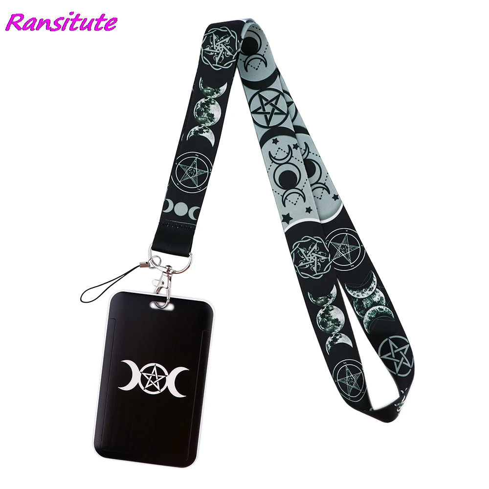 

Ransitute R1811 Moon Symbol Fashion Lanyards ID Badge Holder Bus Pass Case Cover Slip Bank Credit Card Holder Strap Cardholder