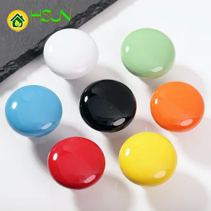 

2Pcs Colorful beautiful candy handle lovely ceramics round handles countryside modern simple cabinet wardrobe door drawer handle