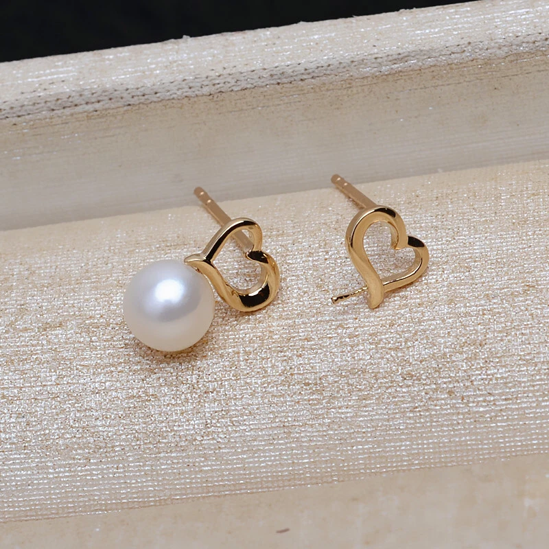 

Heart 18K Yellow Gold AU750 Earrings Mountings Findings Mounts Base Jewelry Settings Accessories Part for Pearls Jade Crystal