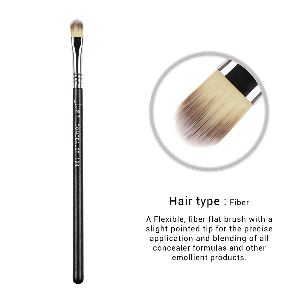 Jessup 1pc Professional Make up Brush Fibre Hair Concealer Eyeliner Blending EyeShader Lip Black- Silver Beauty Cosmetic Tool