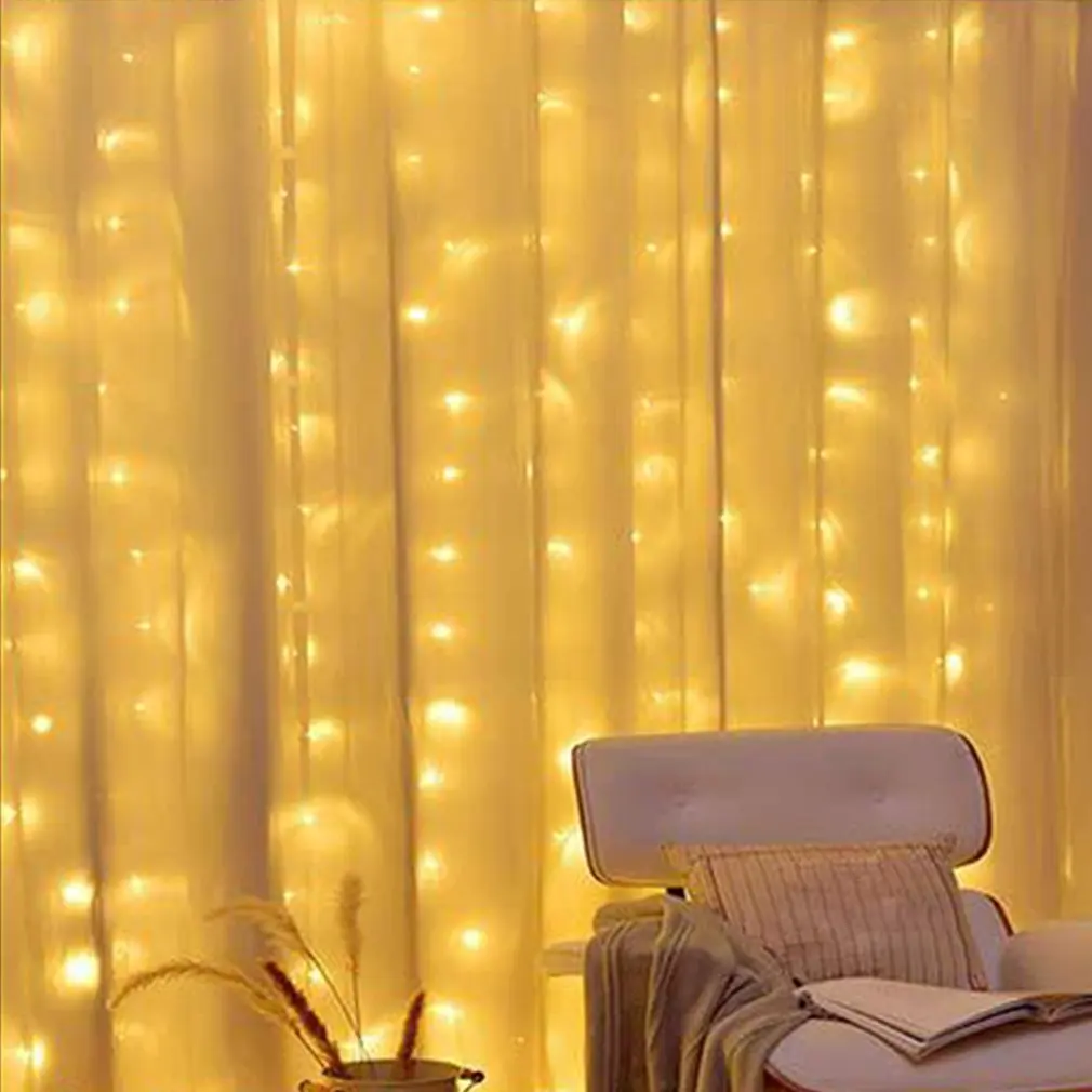 Cortina de luces LED de Navidad estrellada, cadena de luz de carámbano, luz de hadas, iluminación decorativa para habitación y jardín