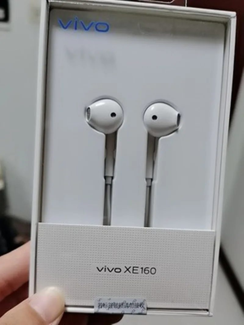 Vivo XE160หูฟังแบบมีสายหูฟังปลั๊กอุดหูไมโครโฟนสีขาวครึ่งหูฟังสวมใส่สบาย3.5มม.แจ็ค