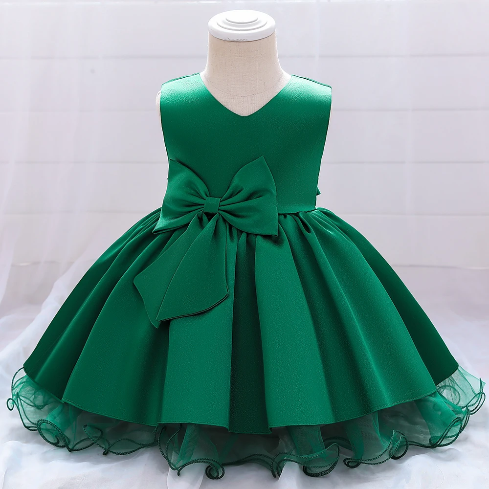 Toddler Big Bow Baby Girl Dresses Pink 1st Birthday Wedding Princess Party Kids Dress for Girls Bridemaid Christmas Prom Costume