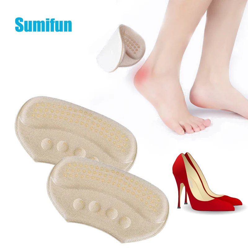 1Pair Soft Foam Insoles High Heel Shoes Pad Heel Feet Stick Foot Pad Cushion Insoles Relieve Pain Anti-Wear Stickers Feet Care