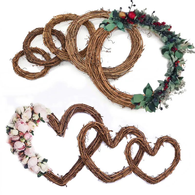 10-30cm Xmas Home Decor Natural Rattan Wreath Wedding Wreath Merry Christmas Crafts Decoration DIY Craft Spring Wedding Wreaths