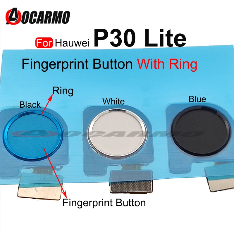 Fingerprint Sensor Home Button With Frame Ring Flex Cable For Huawei P30 Lite Replacement Part