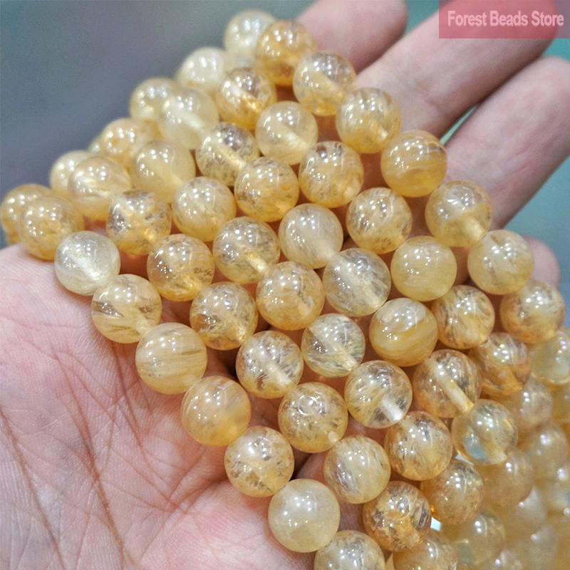 Smooth Citrines Quartz Loose Round Beads Natural Stone Beads 15\