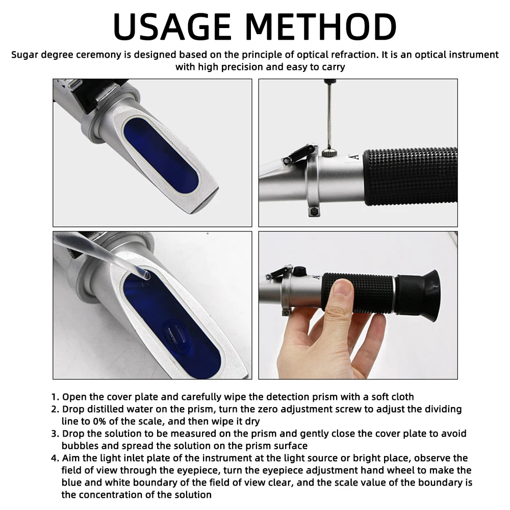 Handheld Alcohol Refractometer Sugar Wine Concentration Meter Densitometer 0-30% Alcohol Beer 0-80% Brix Grapes Density Meter