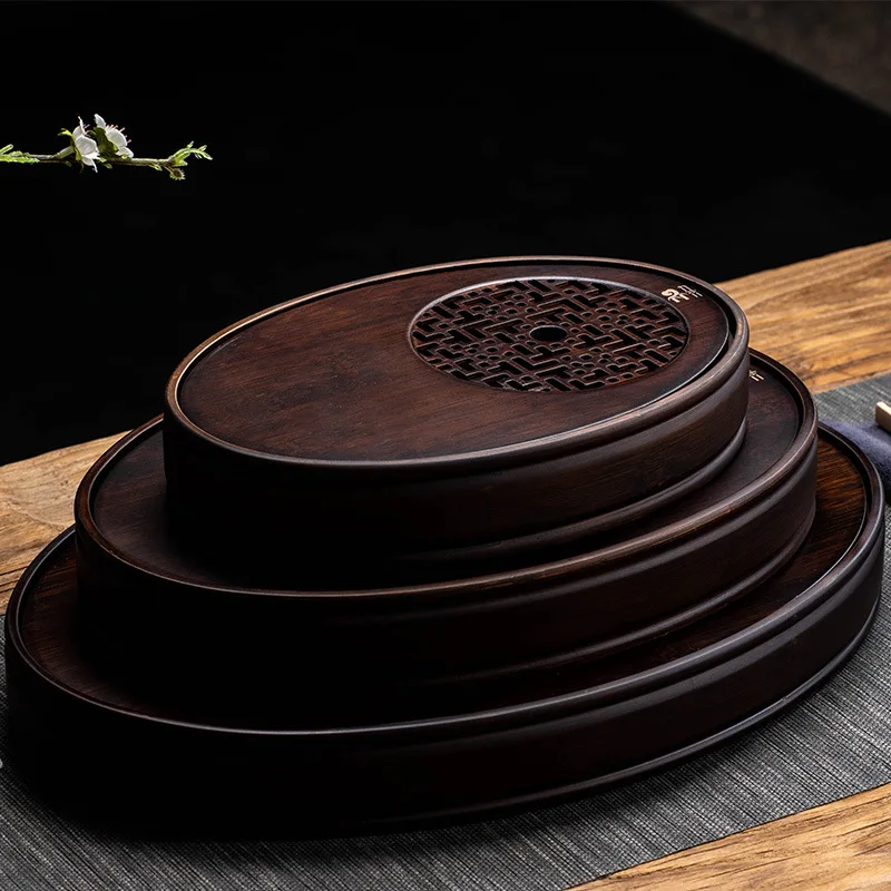 Bamboo tea tray household simple bamboo tray Kung Fu tea set draining long dry soaking tray small water storage tea table