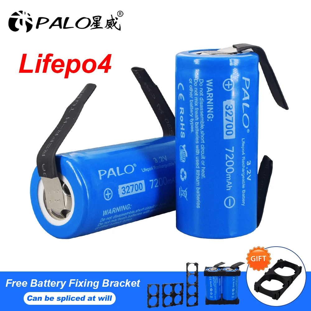 

PALO 3.2V 7200mAh lifepo4 32700 Rechargeable Battery LiFePO4 cell 5C discharge battery for Backup Power flashlight+Nickel sheets