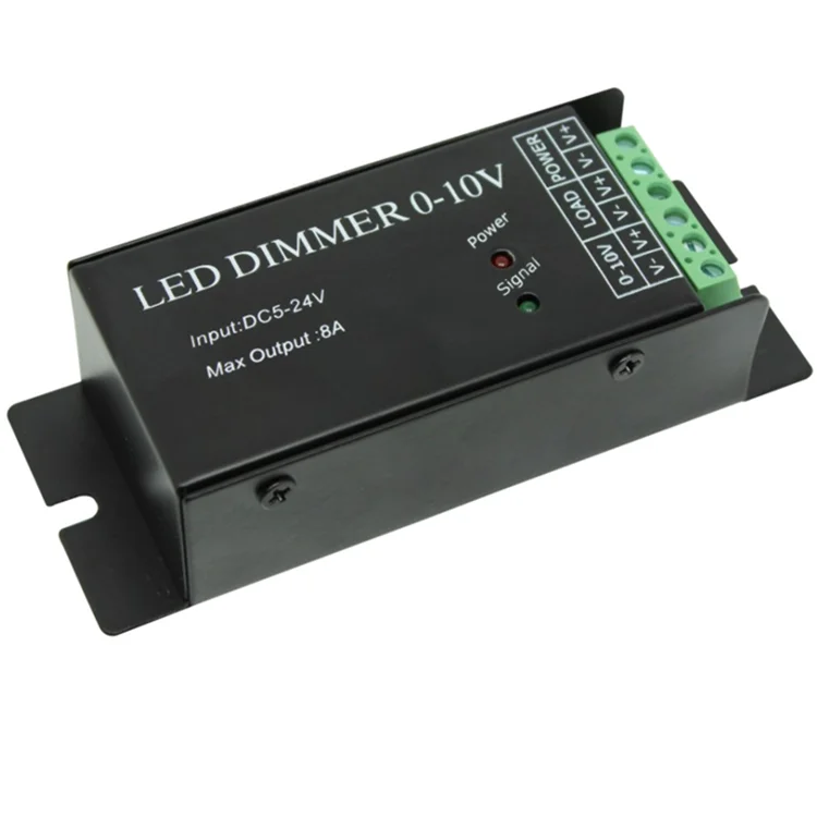 Dimmer led a tensione costante 1 canale 0-10V; Ingresso DC5-24V, segnale di ingresso: 0-10v; Corrente di uscita: 8A; Regolatore Dimmer LED DM010