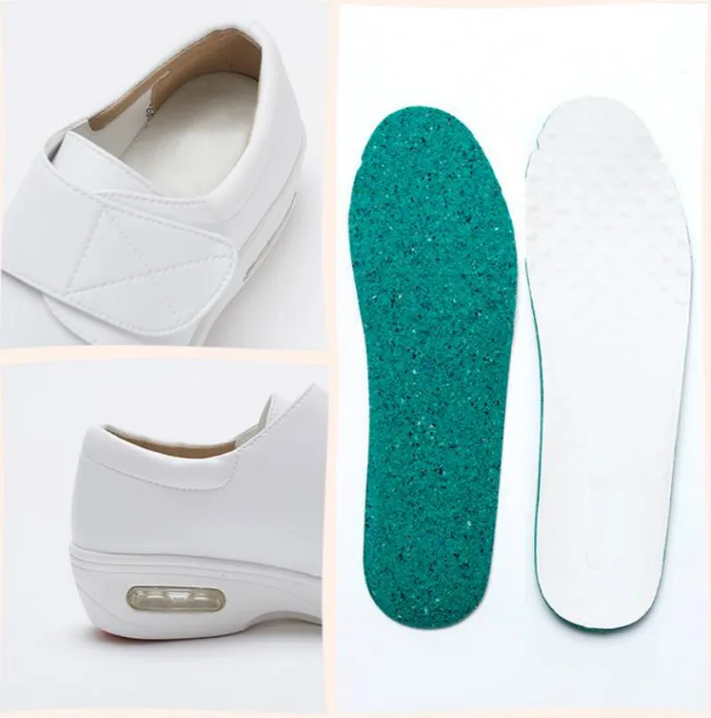 Fall Winter Nurse Shoes Women\'s Platform Sneakers 2019 White Split Leather Loafers Women Moccasins