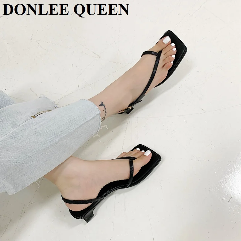 2024 Ankle Strap Women Sandals Brand Narrow Band Slide Beach Flip Flops Slingback Sandal Open Toe Low Heel Shoes Sandalias Mujer