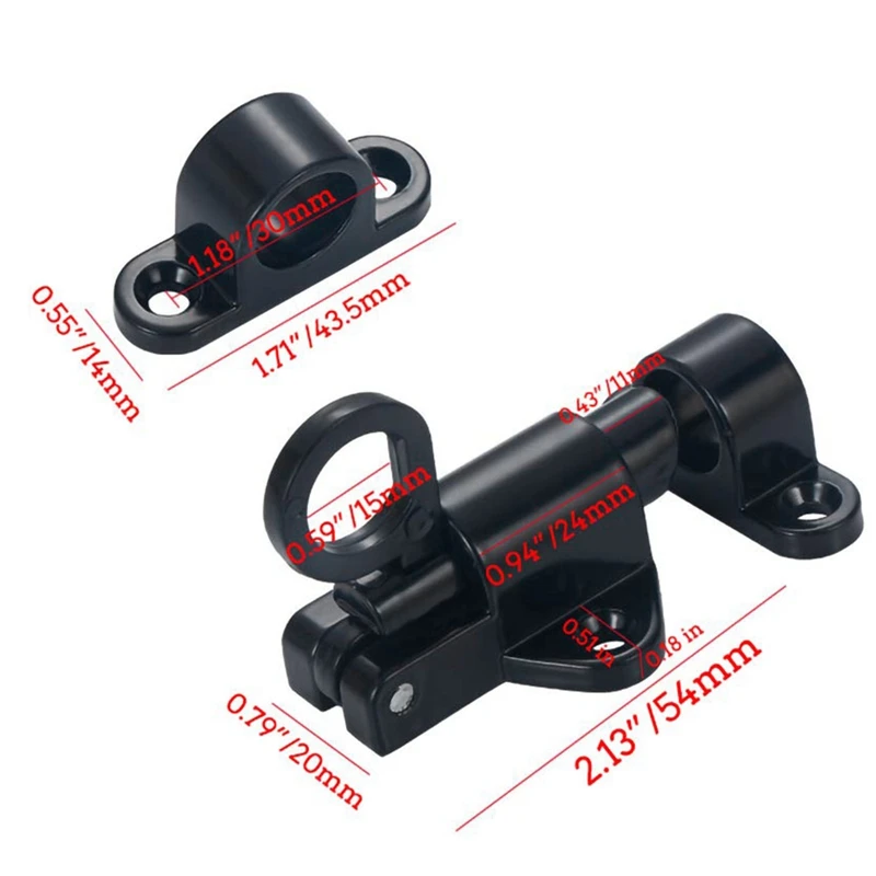 Aluminum Alloy Security Automatic Window Gate Lock Spring Bounce Door Bolt Latch, Black