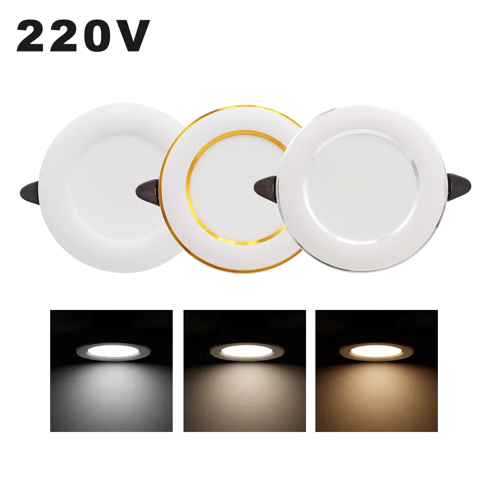 AC220V 5W 3 Colors Changeable LED Downlight Light Color Switch LED Spotlight Recessed Warm White Nature White LED Ceiling Light