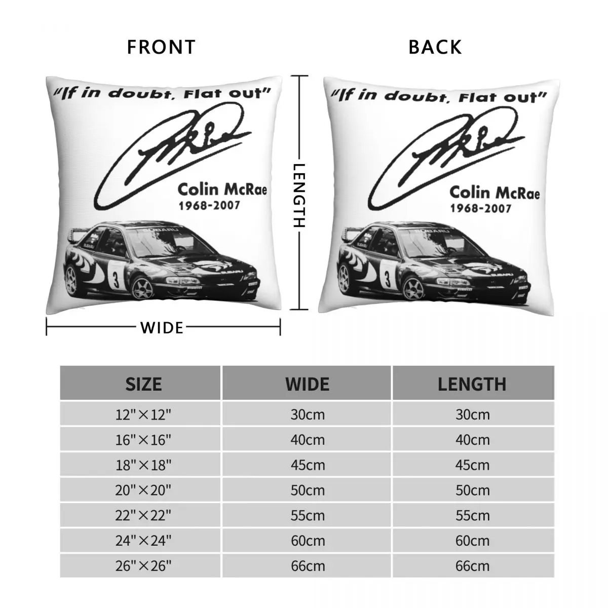 Colin Mcrae If In Doubt Flat Out Square Pillowcase Polyester Linen Velvet Creative Decor Throw Pillow Case Car Cushion Cover 18