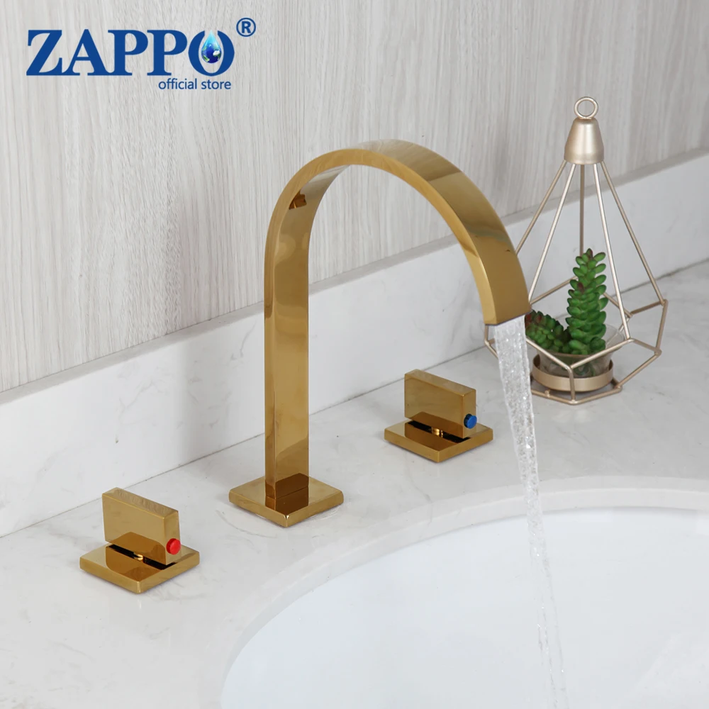 

ZAPPO Bathroom Faucet Set Solid Brass Mixer Gold Polished Faucets Wall Mounted Waterfall 3 pcs Mixer Chrome Polished Bathtub Tap