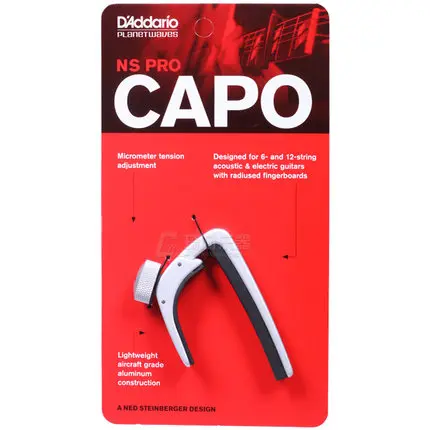 D'addario Planet Waves PW-CP-02 NS Guitar Capo, Black or Silver Capotraste