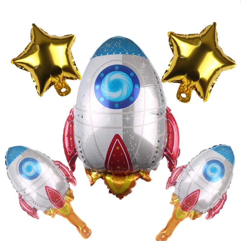 5pcs astronaut rocket plane space universe series combination set aviation theme children's birthday party decoration balloons