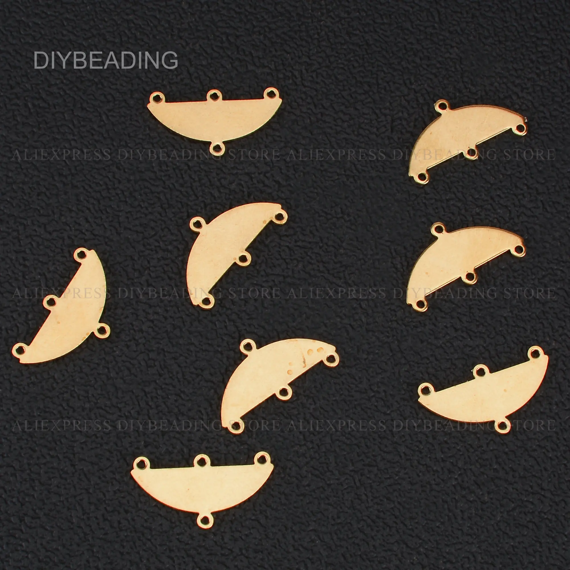 20-500 Pcs Component for Earring Making Multi Holes Brass Half Circle Charm Dangle Connector Finding Bulk Wholesale (11*21mm)