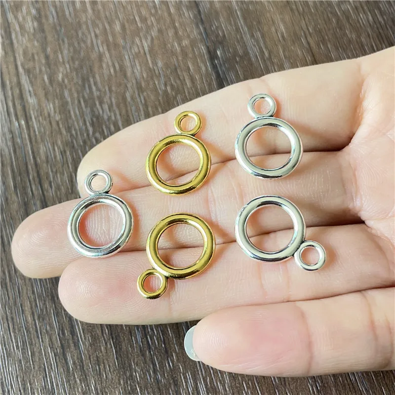 

JunKang Zinc Alloy 14mm Glossy Hollow Amulet Circle Pendant DIY Beaded Bracelet Necklace Jewelry Connector Making Supplies Find