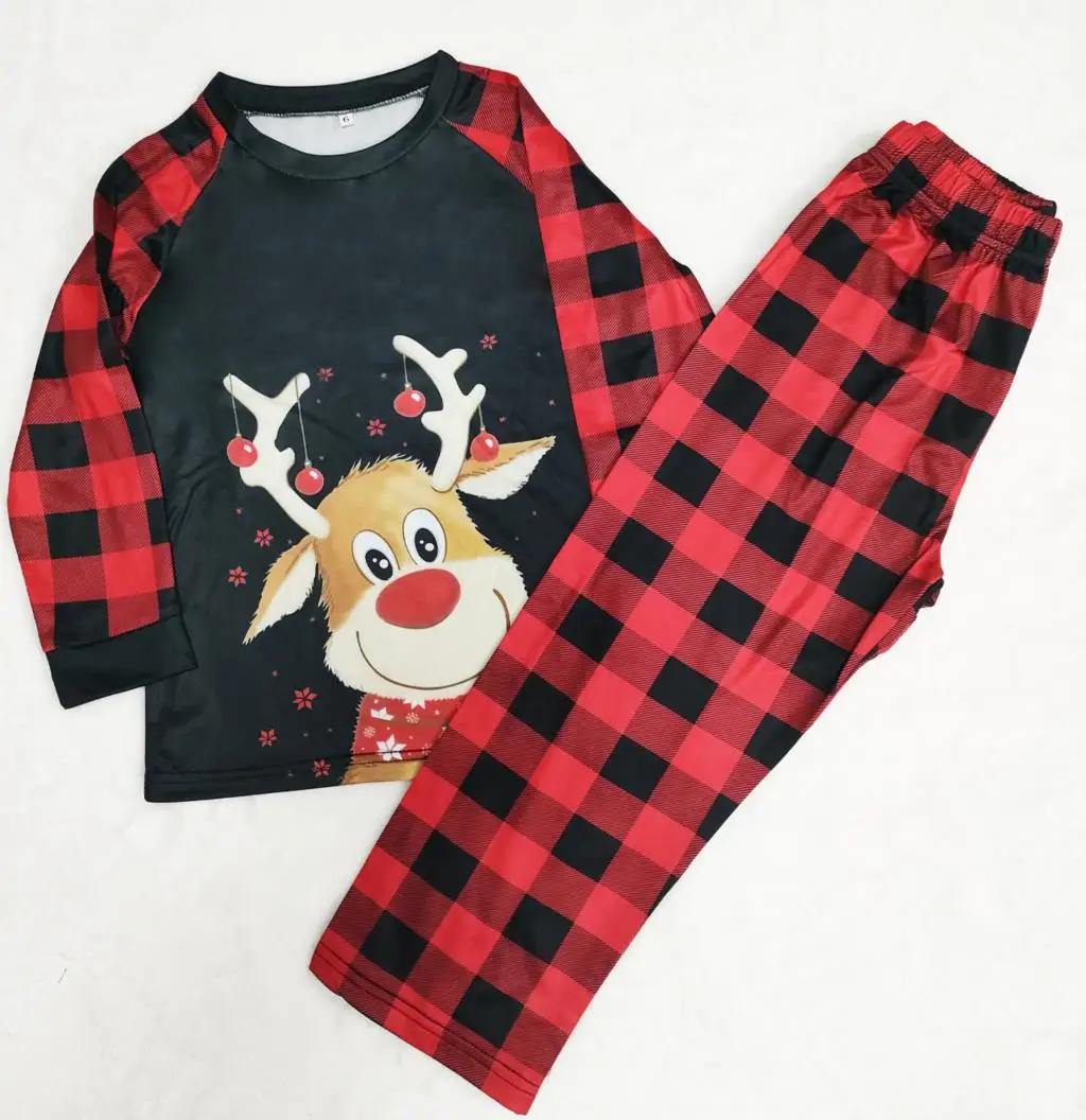 2021 Christmas Family Matching Pajamas Set Deer Print Xmas Adults Kids Baby Family Matching Clothes Family Sleepwear