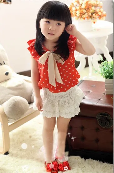 

Kids Clothes Suit Fashion Dot Summer 2021 Short Sleeve T Shirt + Shorts 2 Pieces Sets Lace Skirt