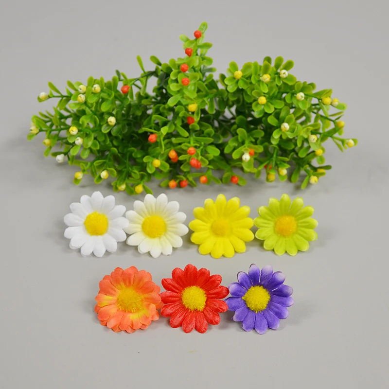 20PCS 4cm 15colors Artificial Silk Flowers Mini Daisy Decorative Flower Head For Diy Party Wedding Decoration Home Decor