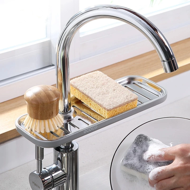 Adjustable Sink Sponge Holder Faucet Sponge Soap Storage Rack Dish Cloth Drain Holder For Bathroom Kitchen Accessories Organizer