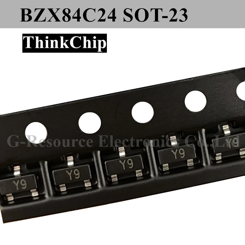 (100 stücke) BZX84C24 SOT-23 BZX84 24V SOT23 SMD Spannung stabilisiert diode (Kennzeichnung Y9)