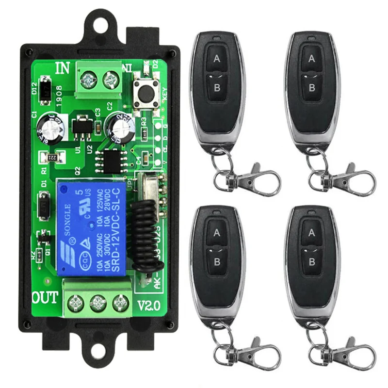 DC12V 24V 1CH 1 CH Wireless RF Remote Control Light Switch 10A Relay Output Radio Receiver Module switch controller Garage Doors