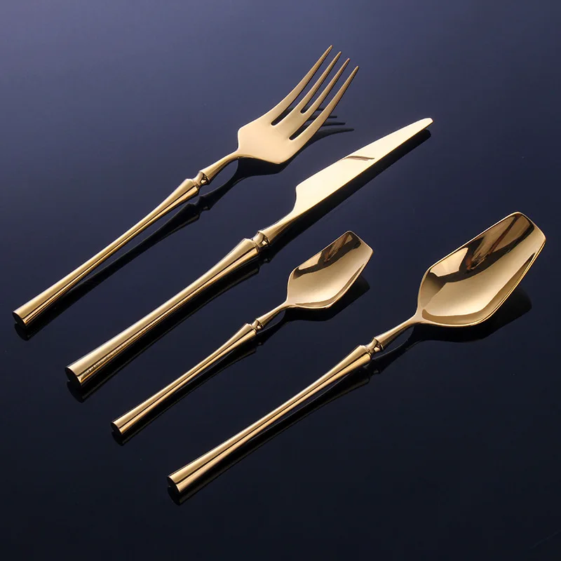 KuBac HoMmi Stainless Steel Mirror Polished Cutlery Set Shinny Gold Dinnerware Set Western Tableware Dinnerware Gift Drop ship