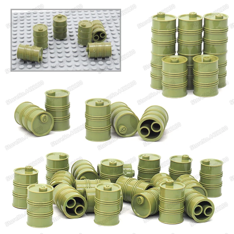 Military Green Oil Drum Building Blocks Piece Lot Diy Army Soldier Figures Weapons Technology Set Model Boy Christmas gifts Toys