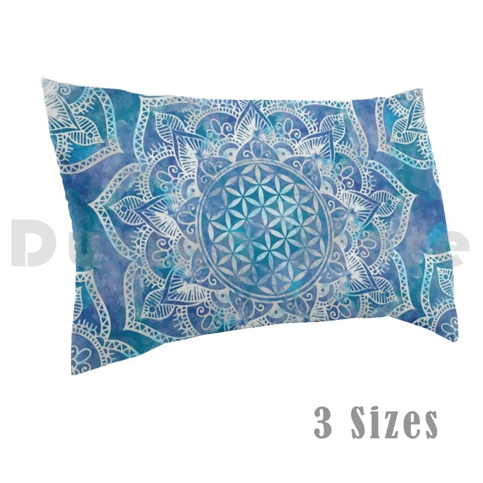 Funda De almohada azul con estampado De flor De la vida en loto, 50x75, flor De la vida, Blume Des Lebens Fleur De