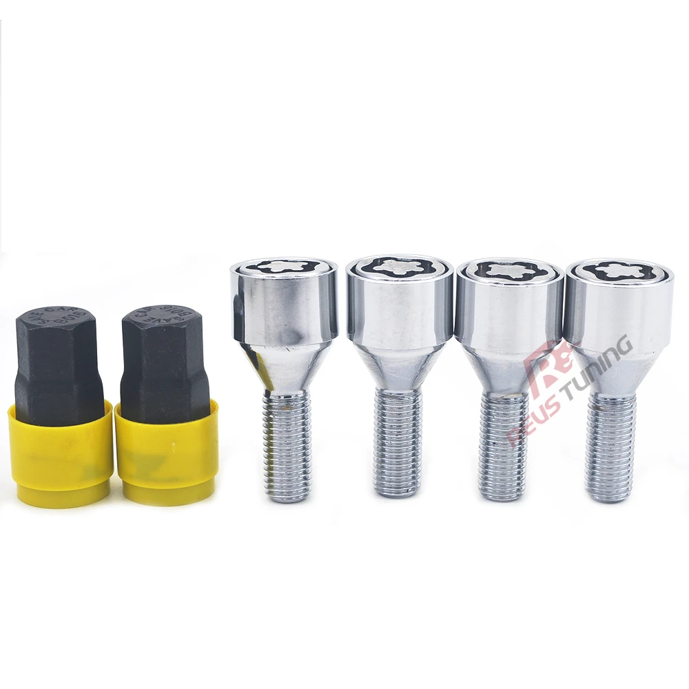 M12x1.5 M12x1.25 Steel Anti Theft Security 4Bolts+2Keys Car Wheel Lock Bolt Locking Bolts Lug Nuts For Bmw Benz Peugeot