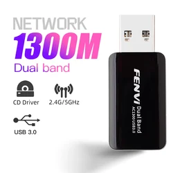 1300Mbps Mini USB Wifi Adapter Network Lan Card  For PC Wifi Dongle Dual Band 2.4G&5G Wireless Wi-Fi Receiver Desktop Laptop
