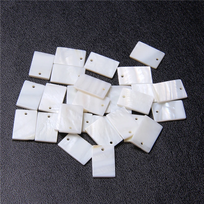 White Natural Mother of Pearl Shell Charms Flat Square Rectangle Shell Pendant Beads for Jewelry making DIY Necklace Accessories