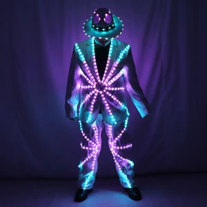 Die komplette Farbe führte die Kleiderleuchten des Praktikumstanzanzugs zeigt die Aufführung des Kleides, das die Rüstung für den Nachtclub beleuchtet 10 Hauptverkäufe LED -Kleid - №4